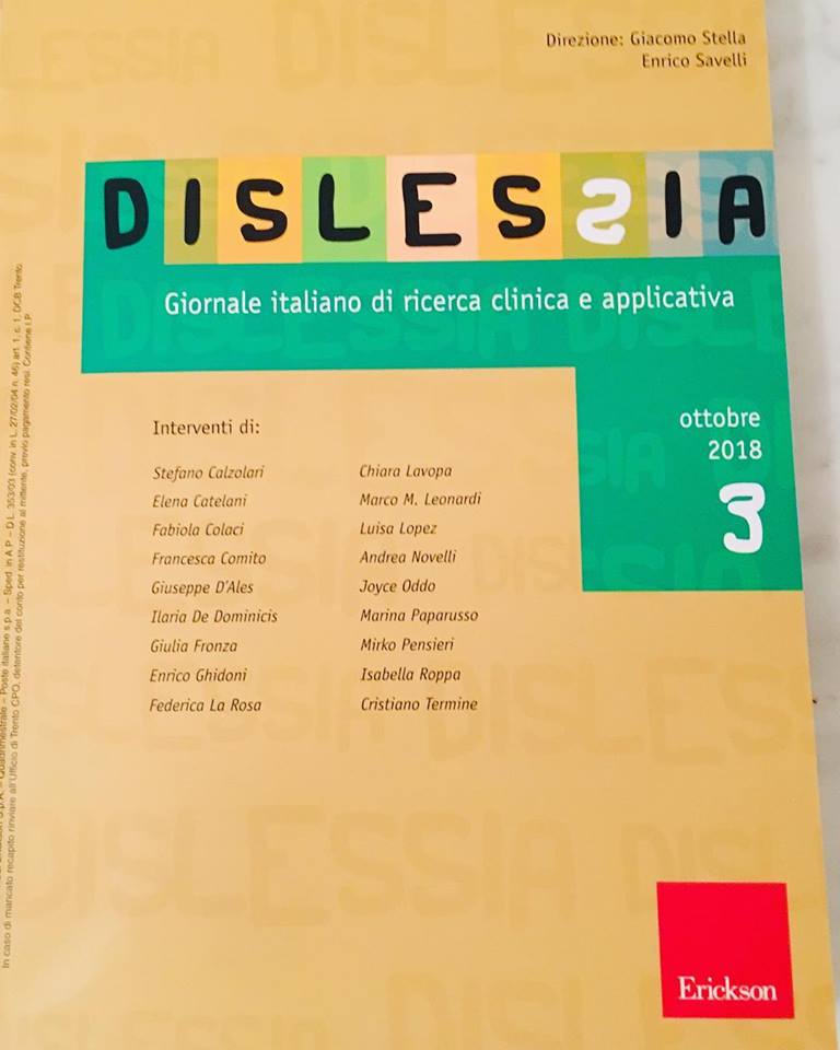 <p>pubblicato articolo su dislessia- giornale italiano di ricerca clinica e applicativa</p>